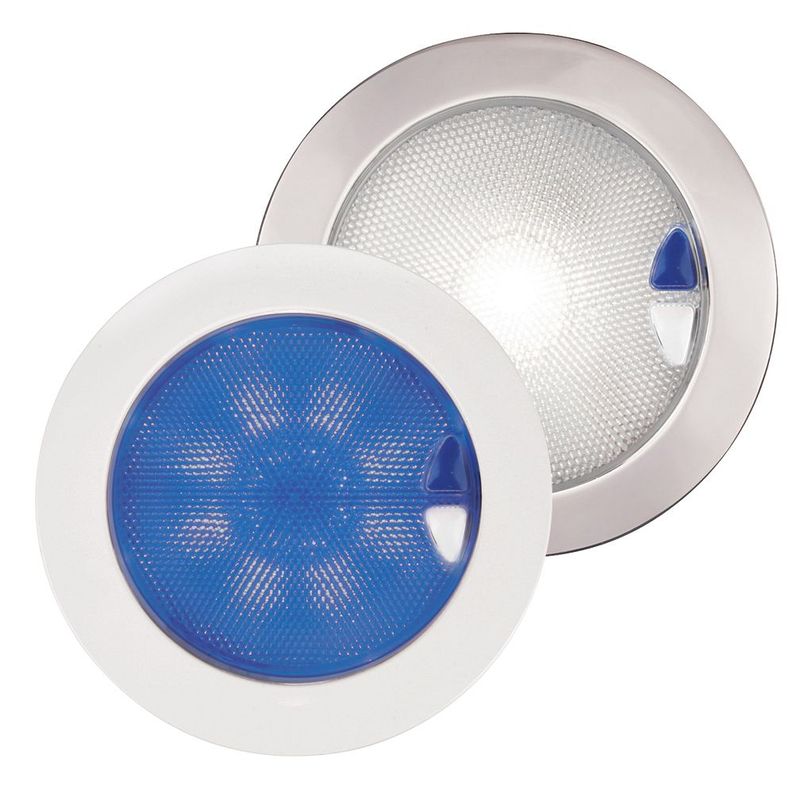 Ronde Inbouwspot Diameter 150 mm - Hella Marine Touch EuroLED 9-33 Volt - Wit Blauw Licht - Witte Kunststof Behuizing