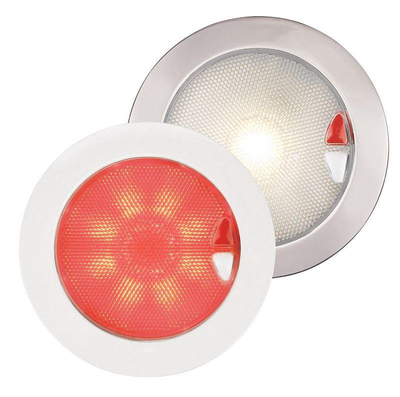Ronde Inbouwspot Diameter 150 mm - Hella Marine Touch EuroLED 9-33 Volt - Warm Wit Rood Licht - Witte Kunststof Behuizing