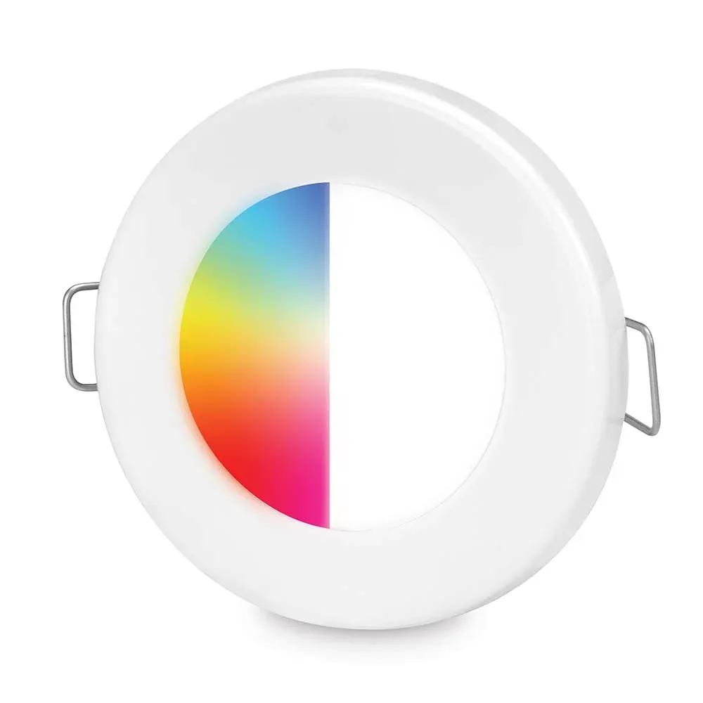 Ronde Sfeerlamp - Hella Marine - 12 Volt - RGB/W - Witte Kunststof Behuizing Ronde Sfeerlamp - Hella Marine - 12 Volt - RGB/W - Witte Kunststof Behuizing