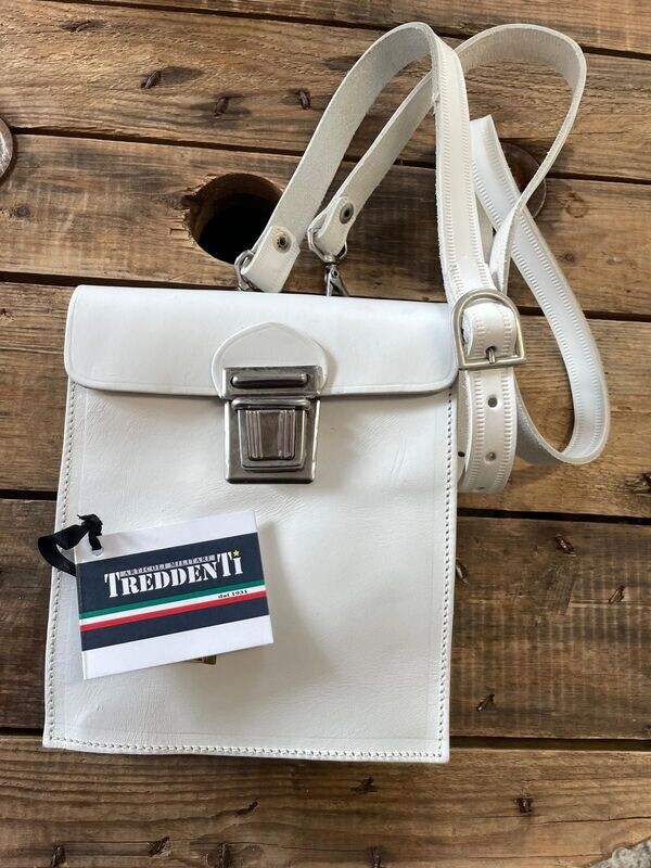 Borsello Vigile Urbano Vintage bianco in cuoio