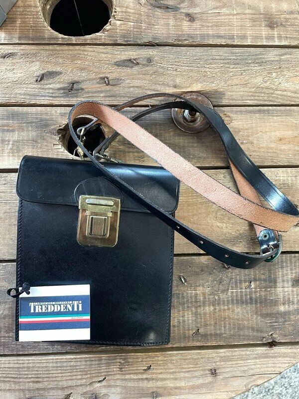 Borsello Vigile Urbano Vintage nero in cuoio