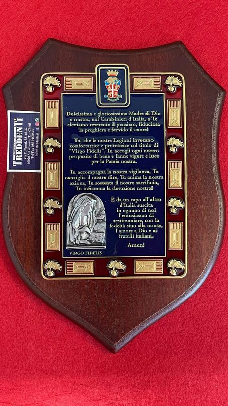 Crest  Virgo Fidelis con preghiera Carabiniere