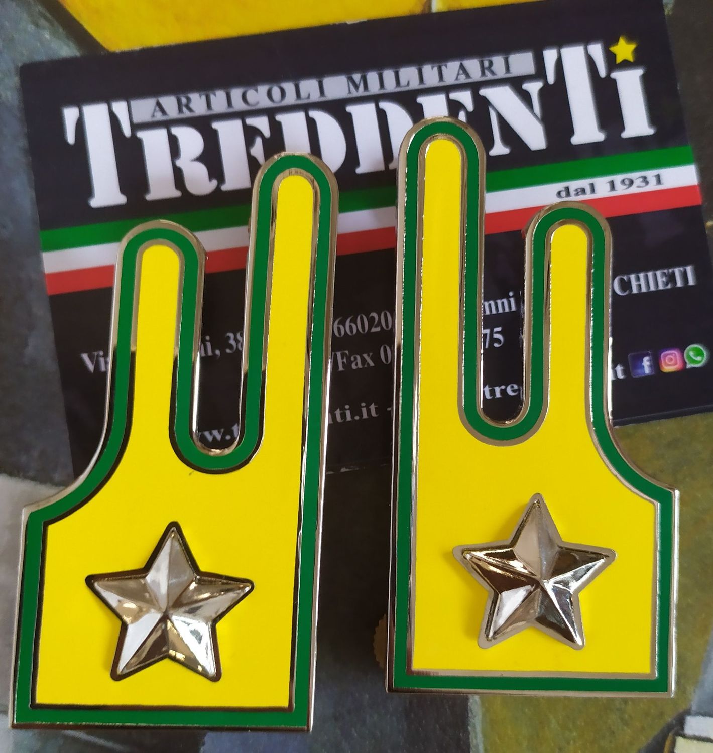 Paio di Alamari in metallo per uniforme ordinaria Guardia di Finanza