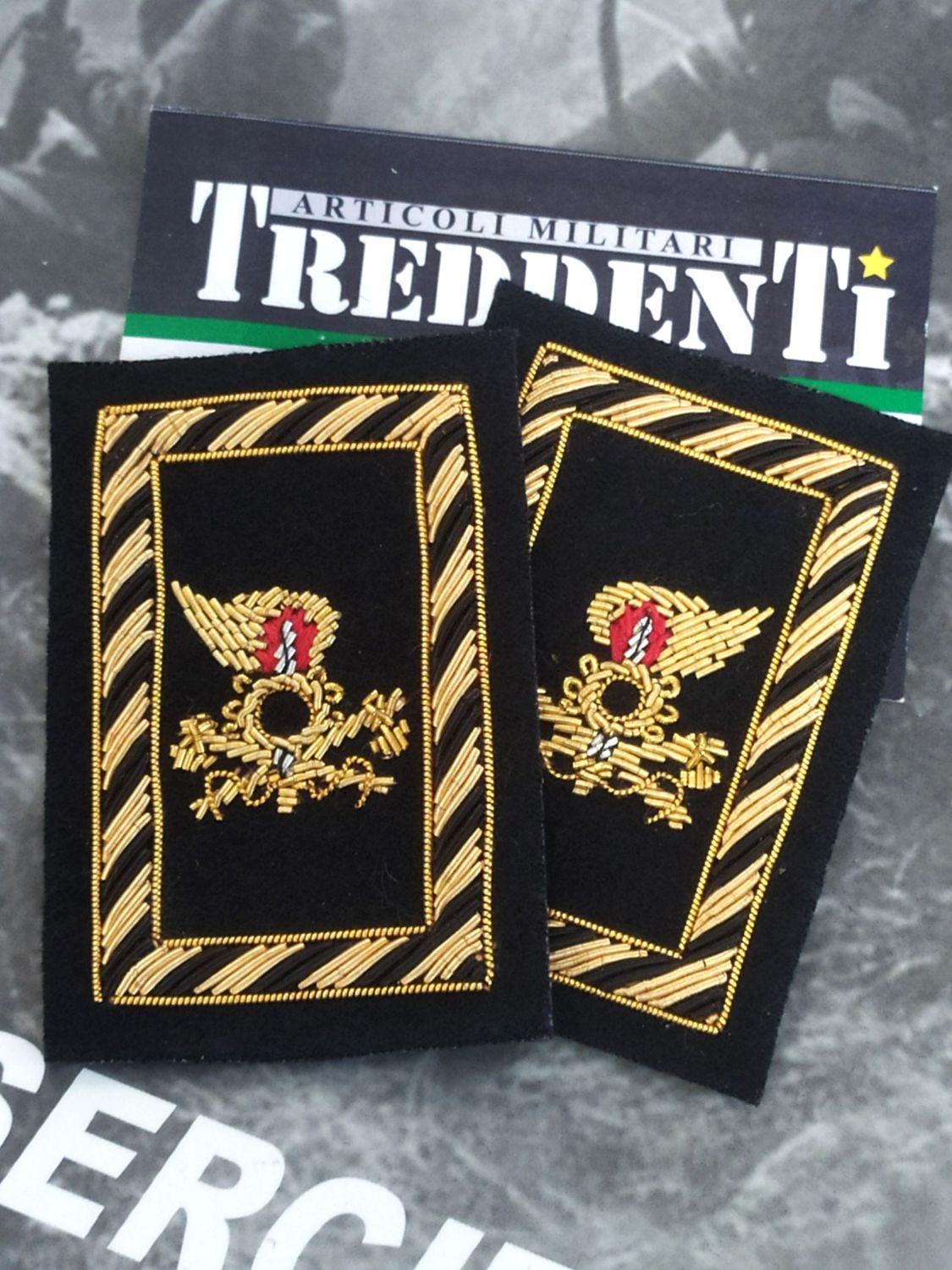 Travette ricamate per divisa da gala Esercito Italiano da sottufficiale corpo Genio Gustatori