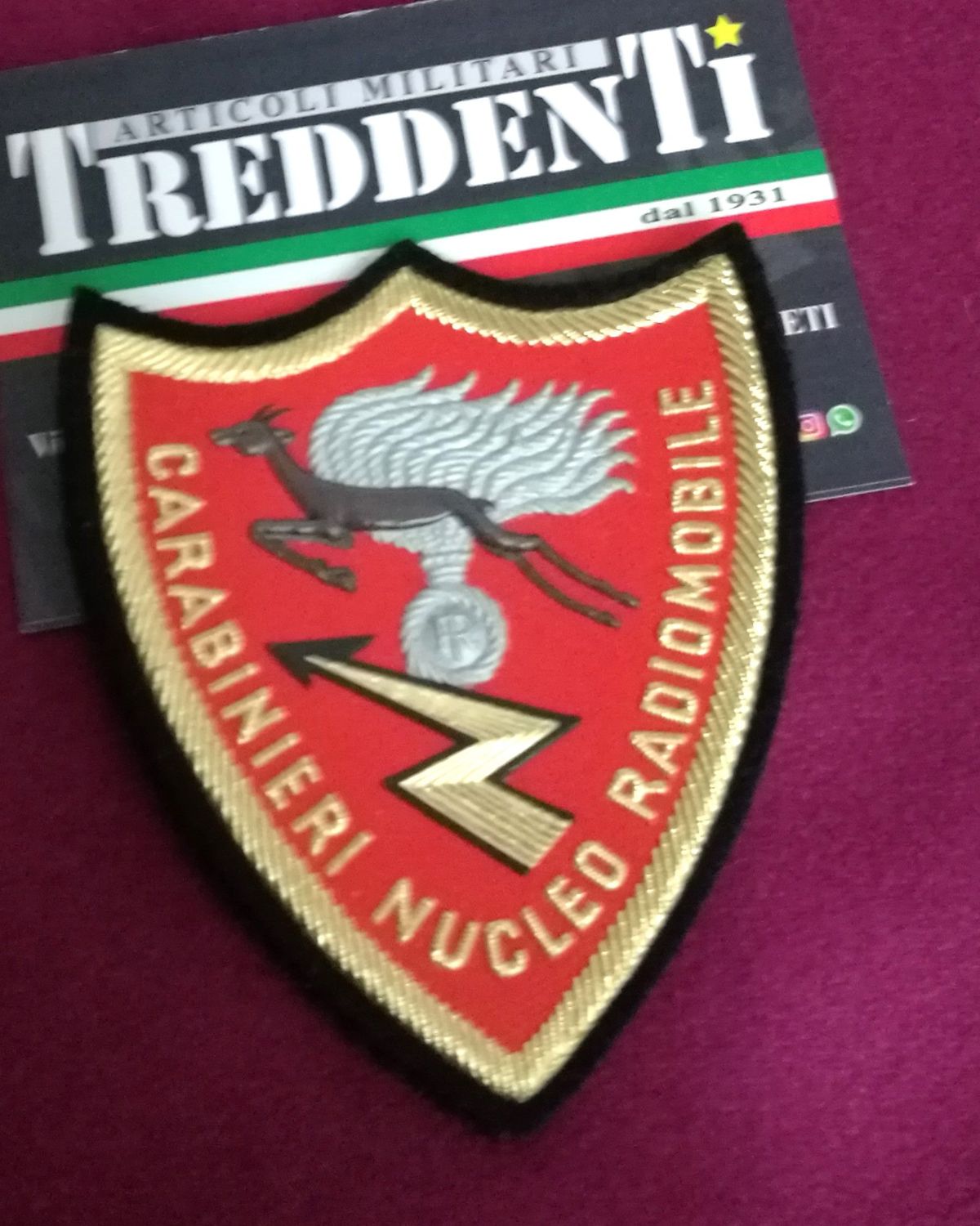 Scudetto Omerale Carabinieri Nucleo Radiomobile plastificato