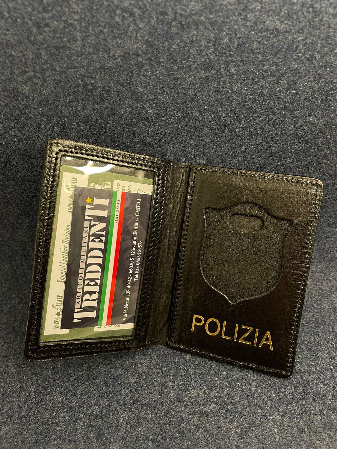 Portaplacca-portatesserino in pelle Polizia di Stato Ascot 601 senza placca