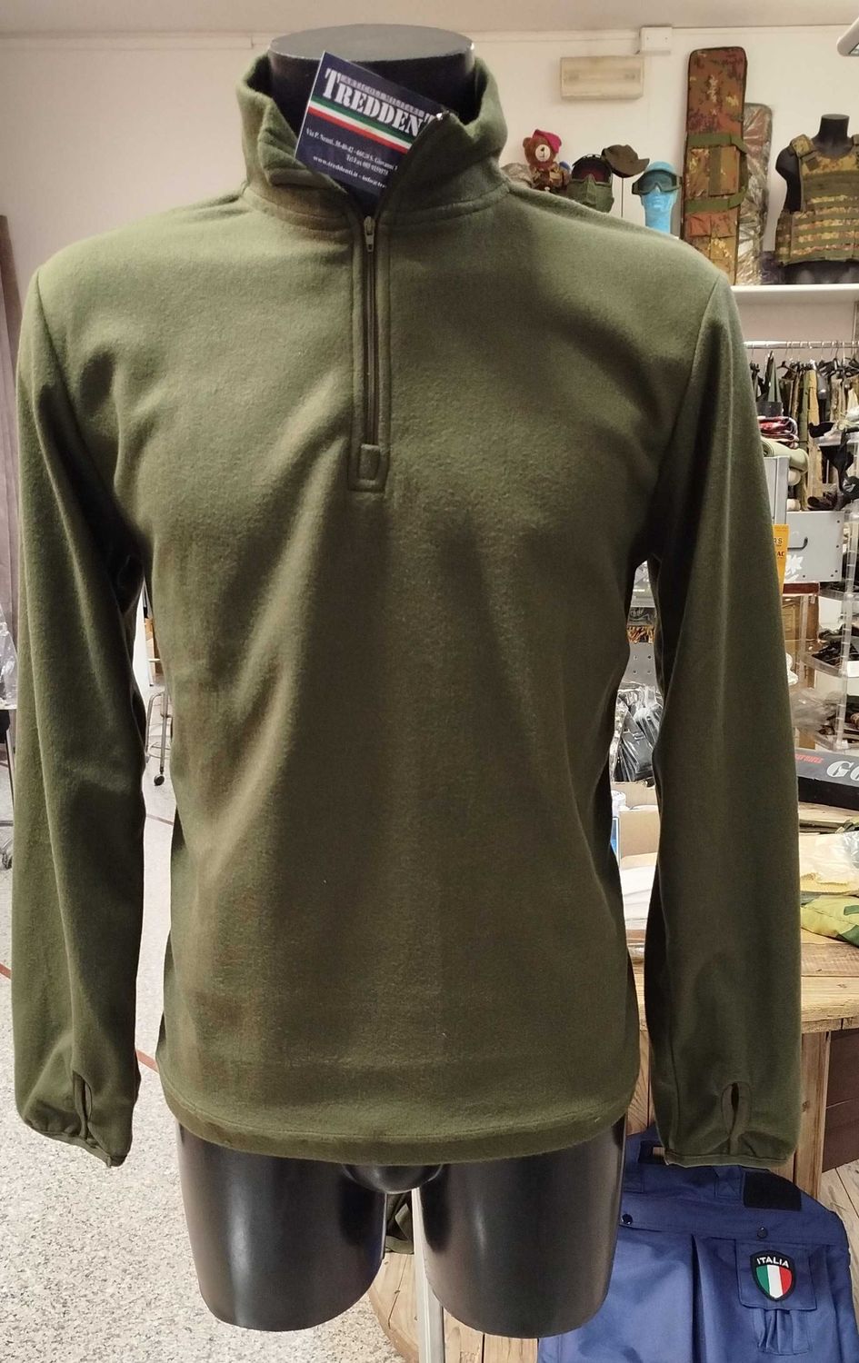 Maglia Felpa micropile verde OD tipo Marina Militare