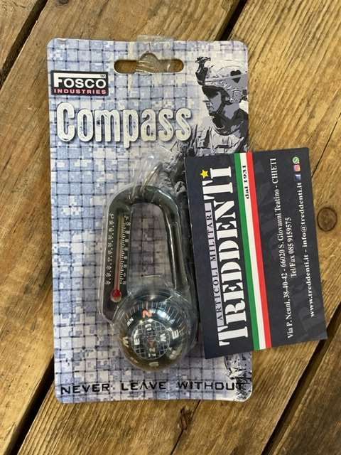 Bussola compass con termometro e moschettone