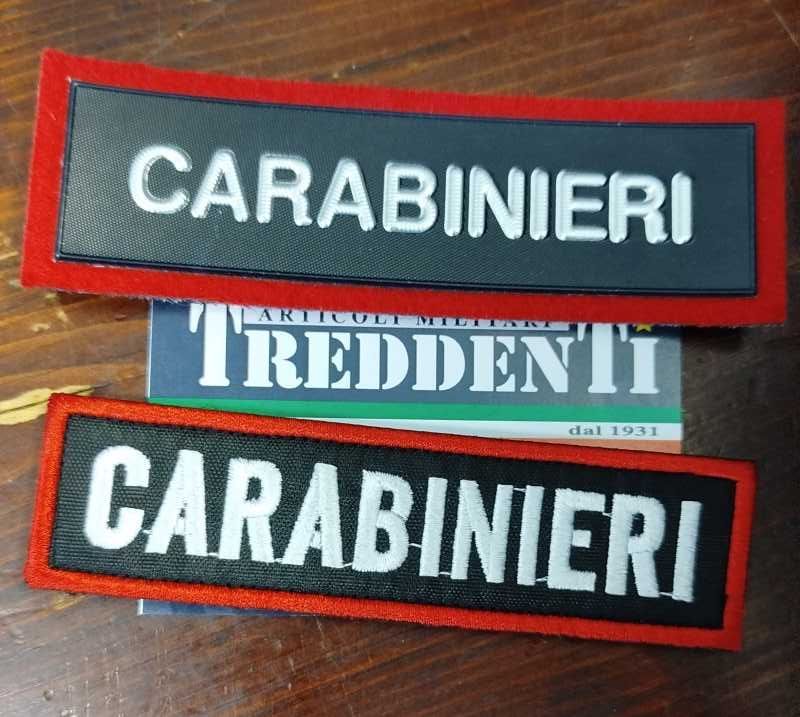 Toppa Scritta Carabinieri con velcro in plastica o ricamata tuta OP
