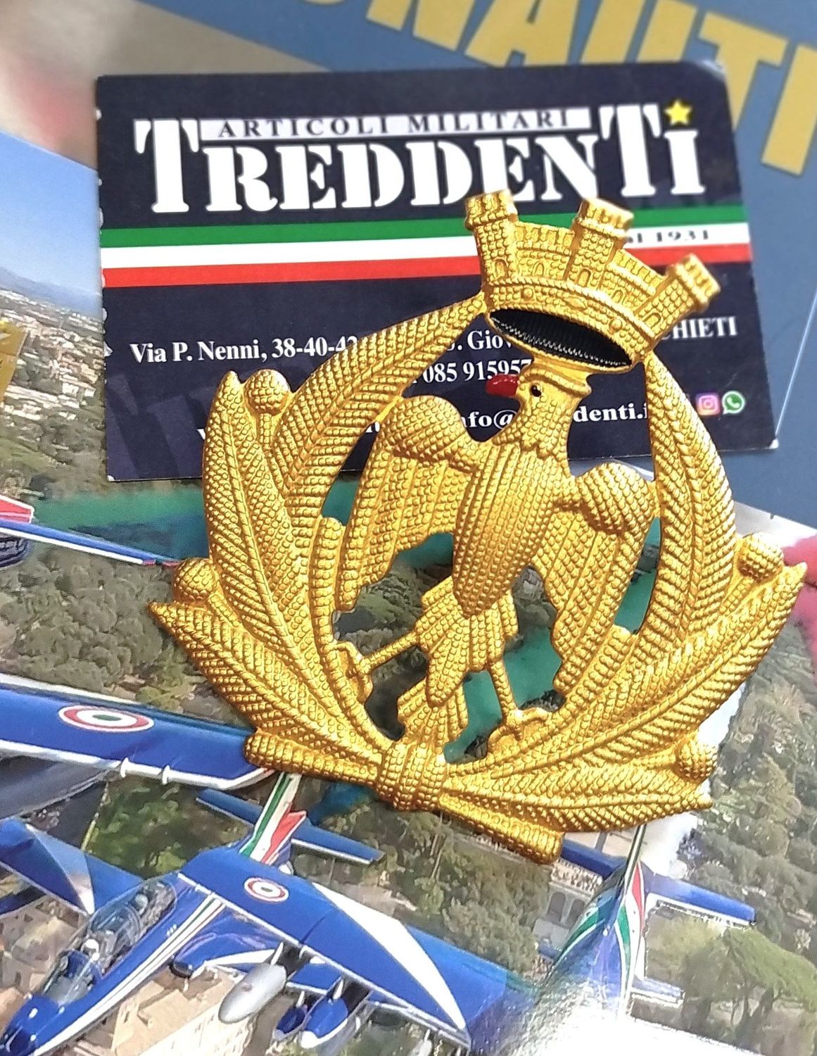 Fregio in metallo berretto Aeronautica Militare