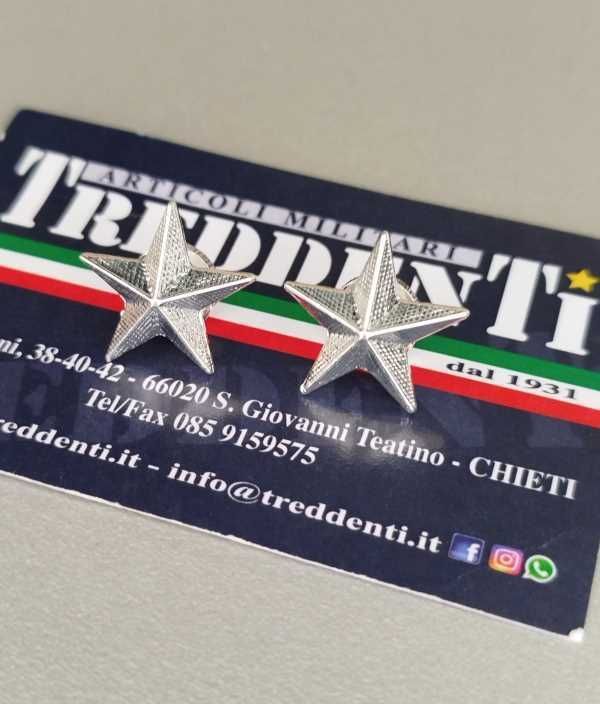 Coppia di stelle grado in metallo argentato attacco con VITI Coppia di stelle grado in metallo argentato attacco con VITI