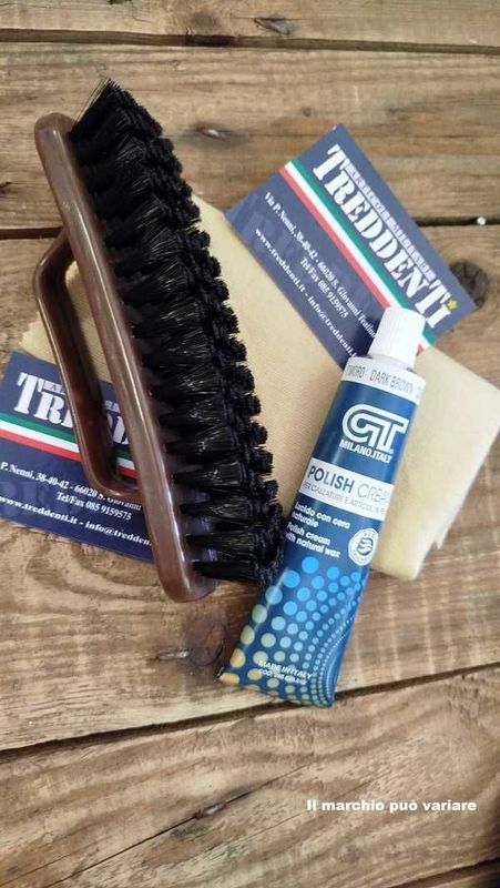 Kit spazzola con manico + tubetto cromatina colore testa di moro + panno per lucidare