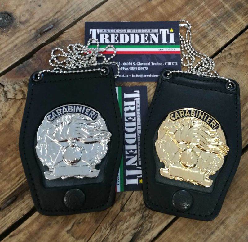 Porta placca in pelle Carabinieri da cintura o da collo Vega Holster 1WB con placca