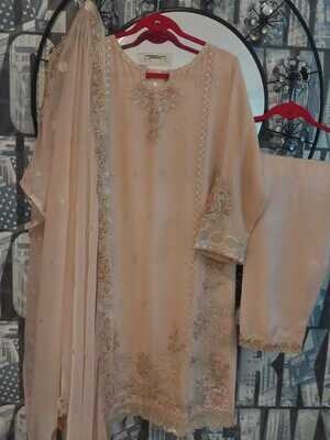 Chiffon Three Piece Dresses with Tila work