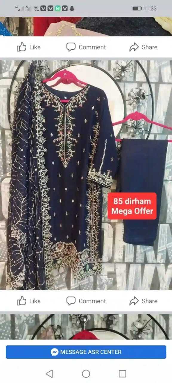Chiffon Thread Embroidered Three Piece Set