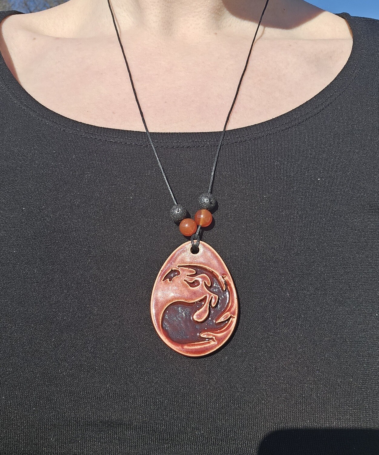 Red Fire with Lava Stone/Agate