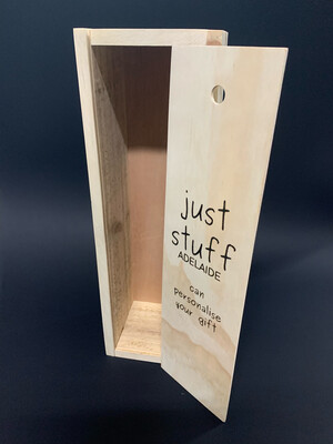 Wine gift box or display box, recycled woods, with custom etch on one side