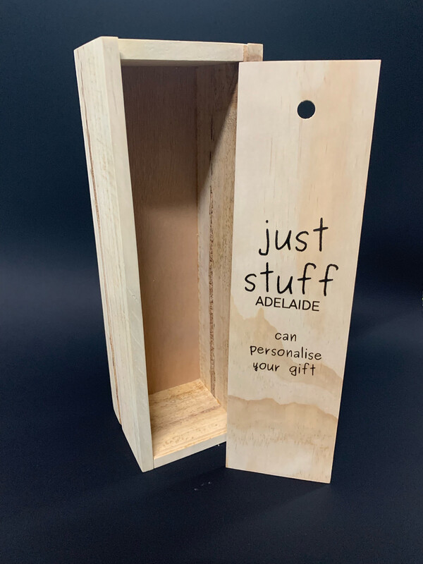 Wine gift box or display box, recycled woods, with custom etch on one side