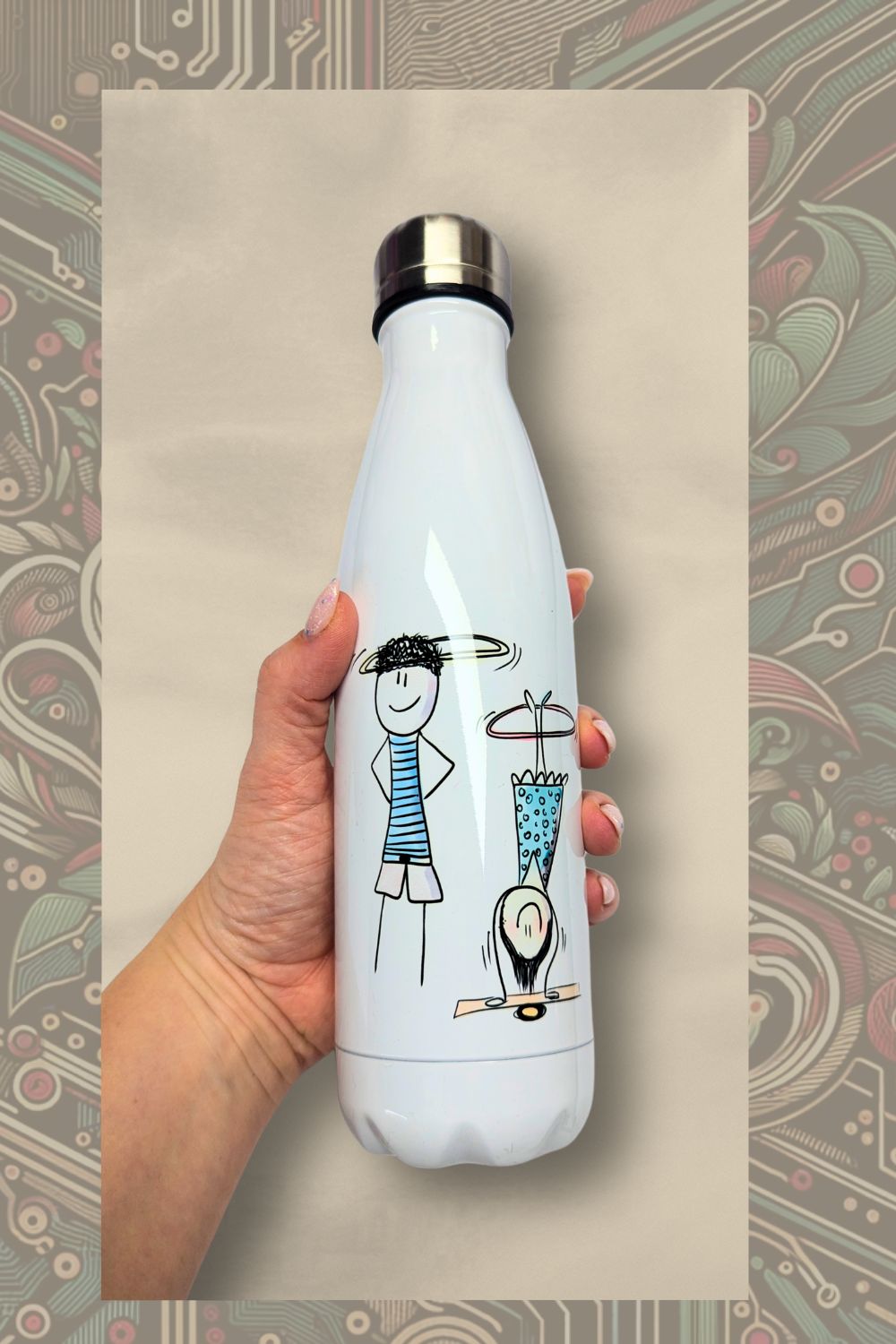 🎨 Hula-Hoop Trinkflasche– Edelstahl-Trinkflasche mit Motivwahl