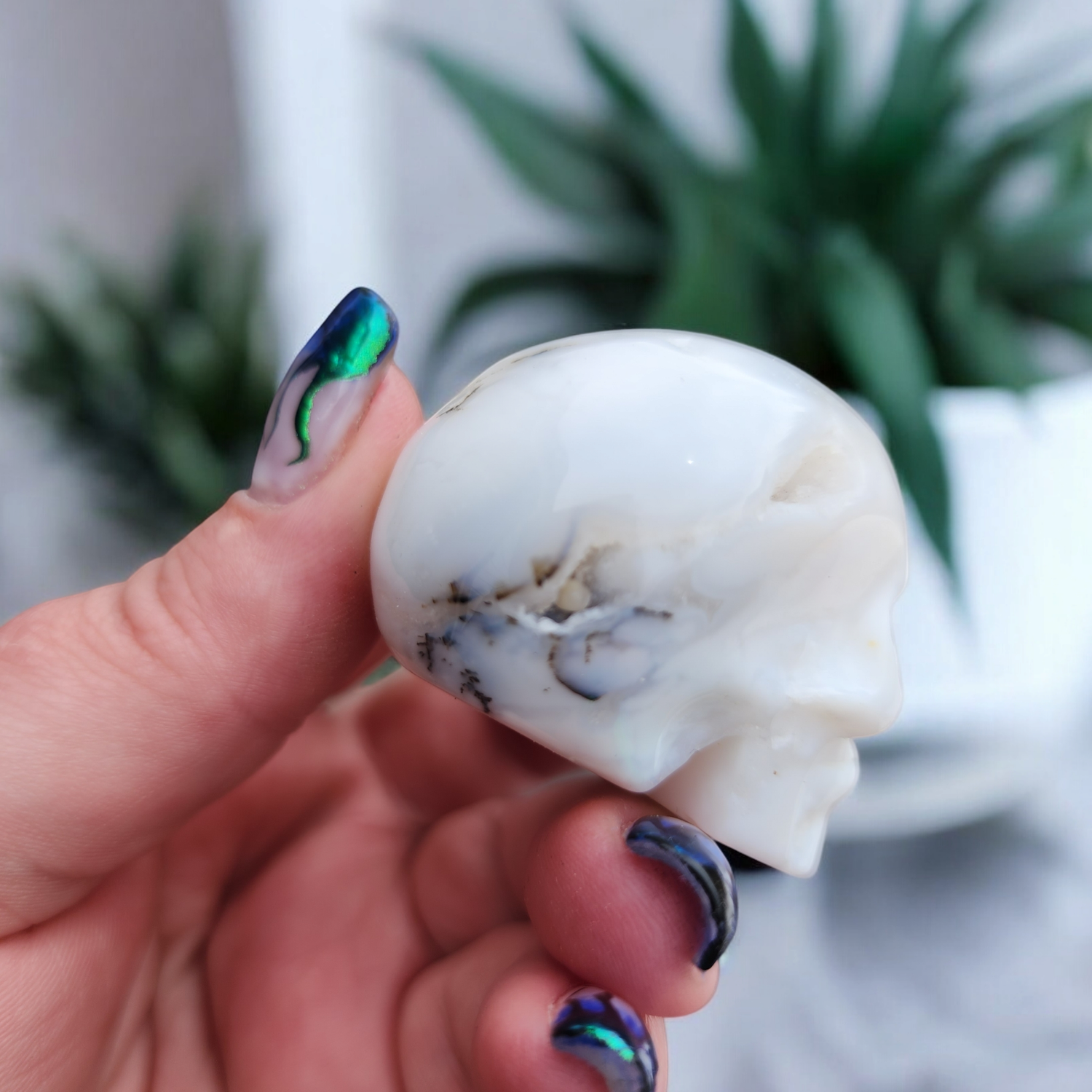 White Agate Skull