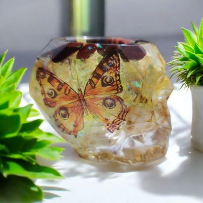 Yellow Geometric Skull Pot