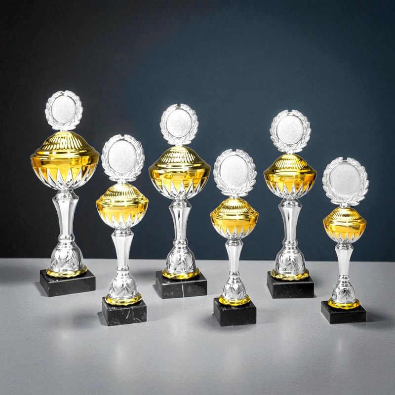 Pokal-Serie Alena Isaak Ingo Leon, 6er-Set, klassischer Pokal mit Schale, Marmorsockel