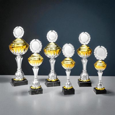 Pokal-Serie Alena Isaak Ingo Leon, 6er-Set, klassischer Pokal mit Schale, Marmorsockel