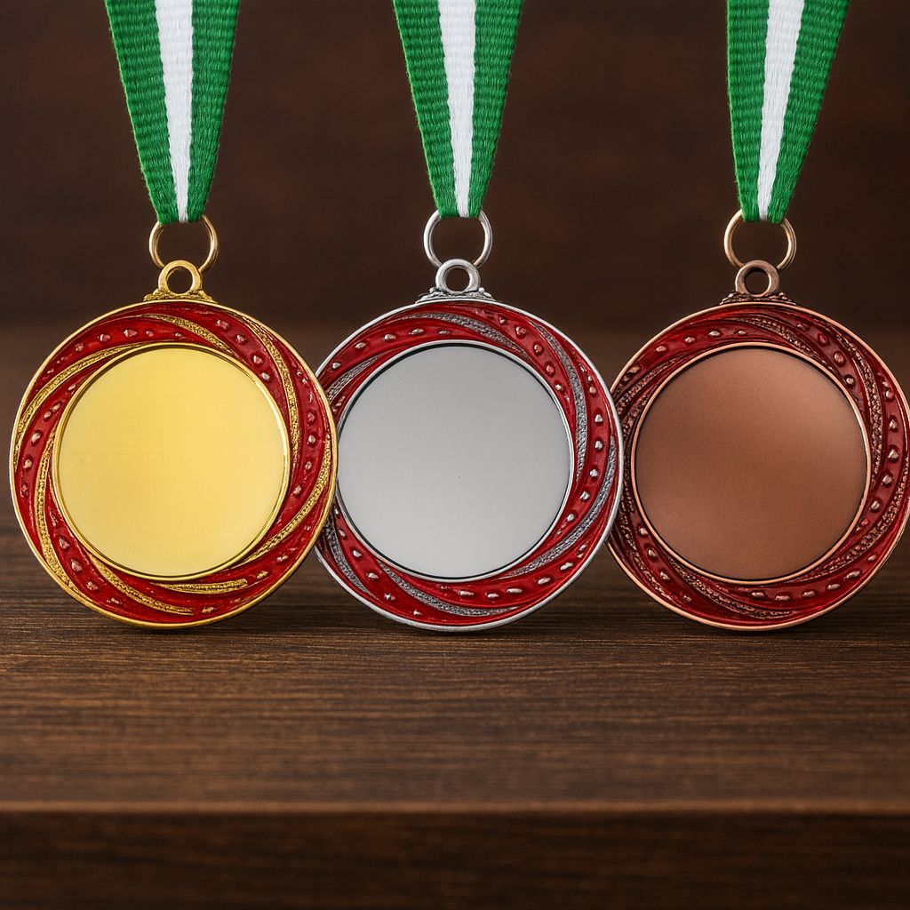 Metallmedaille Inferno Ø 7 cm, ab € 3,90 Großformatige Metallmedaille mit markantem, rotem Akzent und kraftvoller Ausstrahlung. Durchmesser Ø 7 cm