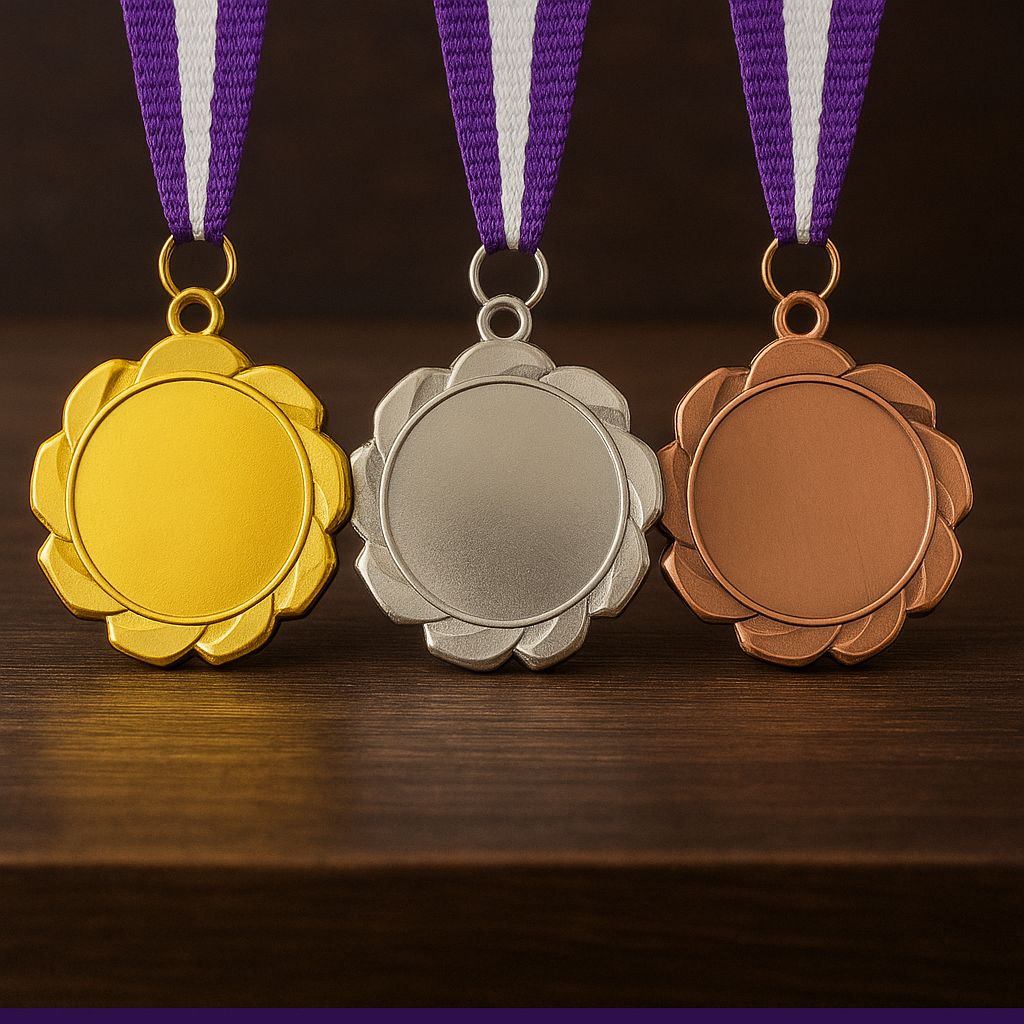 Metallmedaille Elegance Ø 7 cm, ab € 3,90 Großformatige Metallmedaille mit weicher, harmonischer Formensprache und klarer Mittelfläche. Durchmesser Ø 7 cm