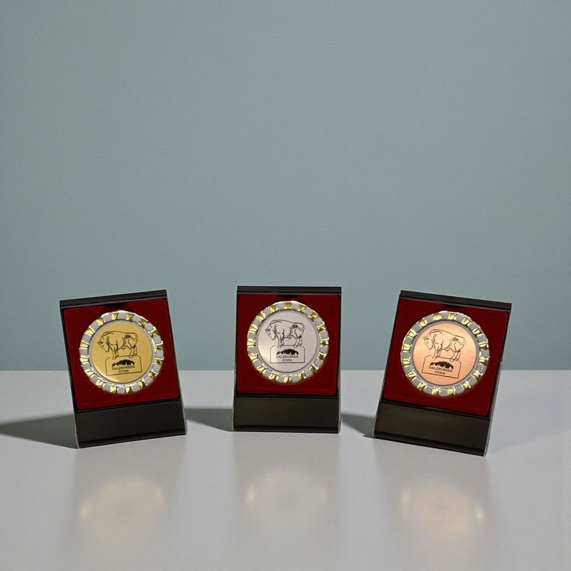Salzburger Stier Ehrenkassette mit Medaille in Gold, Silber und Bronze