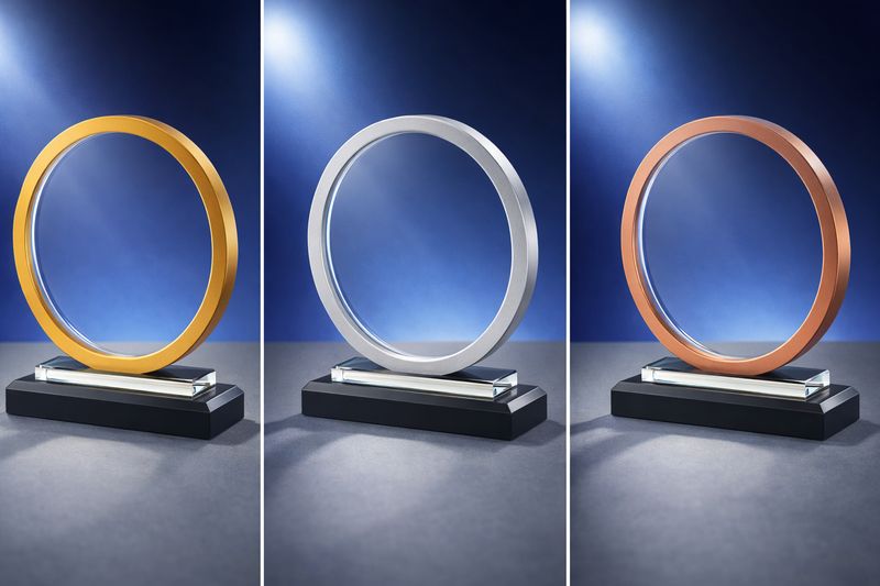 Glastrophies „Trilogia“ Gold, Silber & Bronze Metallrahmen, ab € 71,50