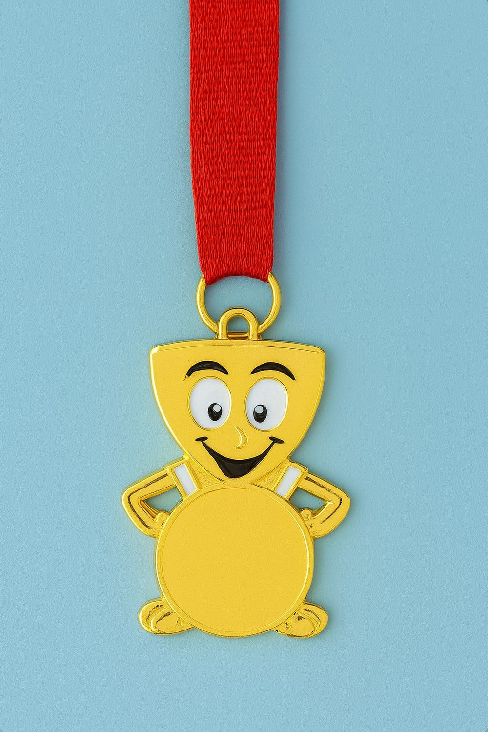 Kindermedaille mit Comic-Figur in Gold, 6 × 2 cm, inkl. Band