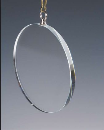 Runde Glasmedaille klar transparent, Ø 7 cm, Stärke 5 mm, inkl. Band