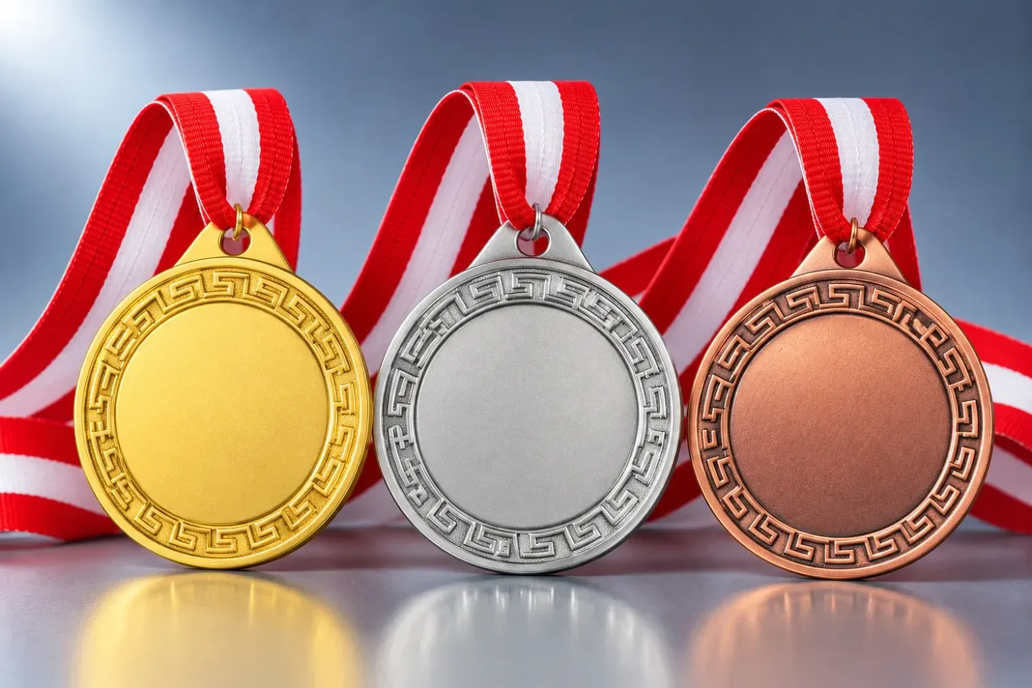 Medaille Ornament Ø 3 cm Klassische Metallmedaille mit glatter Vorderfläche und umlaufendem Ornamentrand. Durchmesser Ø 3 cm