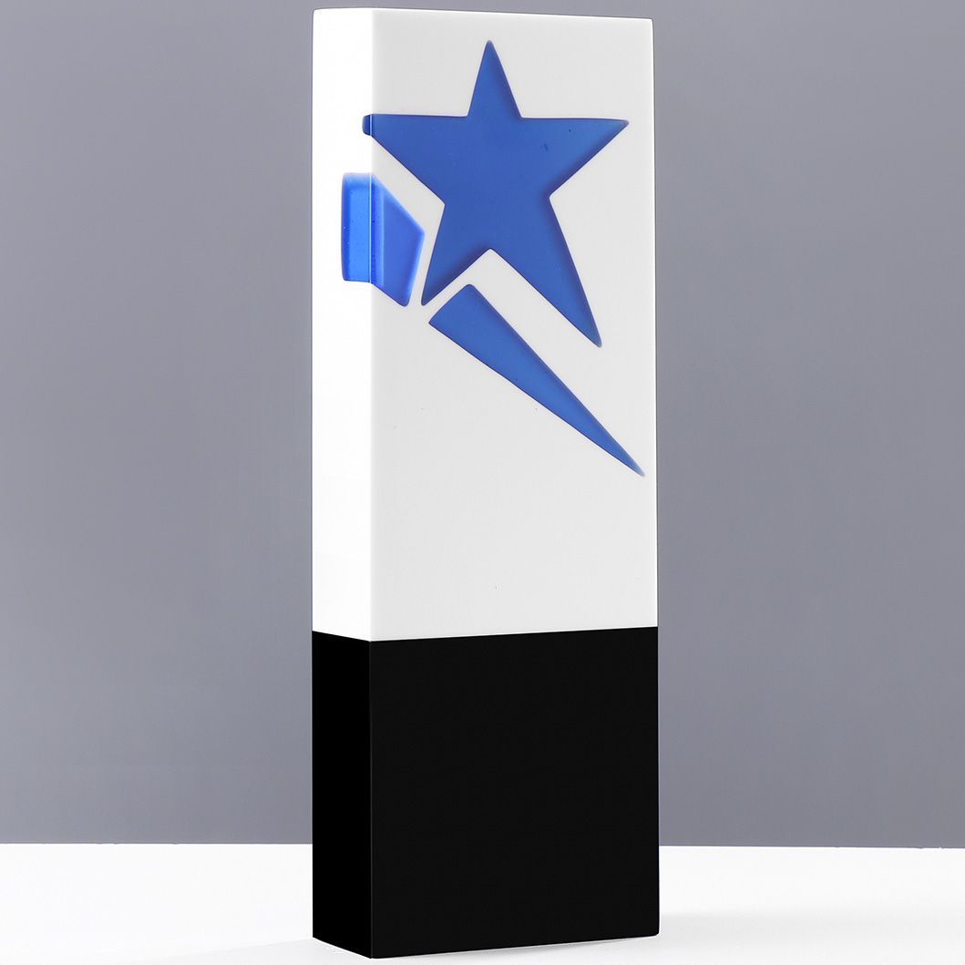 Blue Star Polystone Trophäe mit modernem Sternmotiv