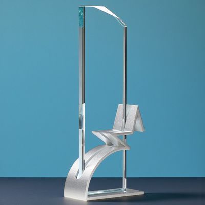 Zweiteiliger Kristallglas Award Erfolgssäule mit moderner Metallbasis