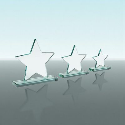 Jadeglastrophies Sternförmige Glastrophäe aus Jadeglas mit polierter Standfläche in drei Größen