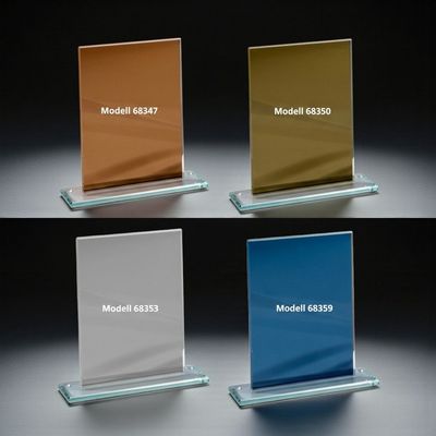 Glastrophäe Spiegelglas als 4er Serie aus rechteckigem Spiegelglas in vier Farbvarianten