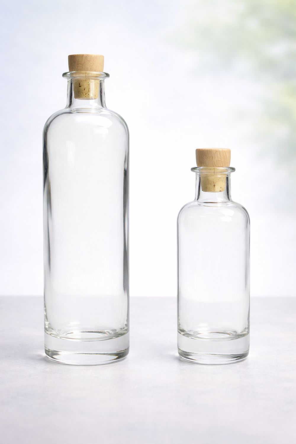 Schnapsflasche aus Glas mit Holzgriffkork