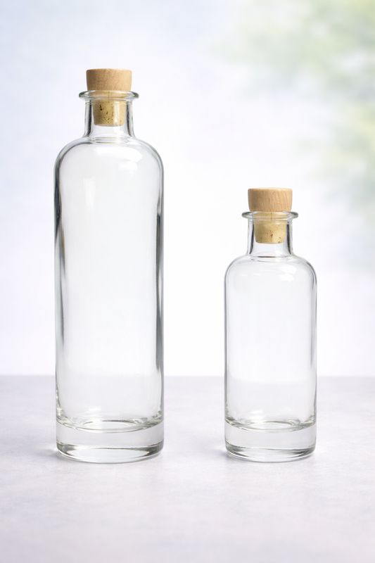 Schnapsflasche aus Glas mit Holzgriffkork