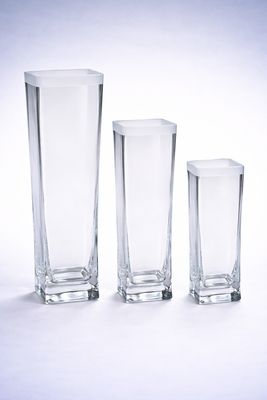 Eckige Glasvasen aus klarem Glas in drei Höhen, gravierbar