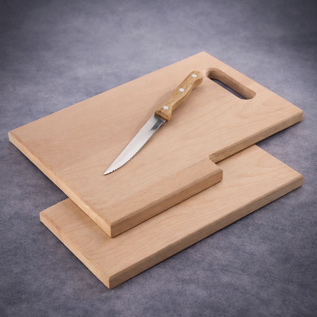 Jausenbrett aus Buche mit integriertem Messer gravierbar