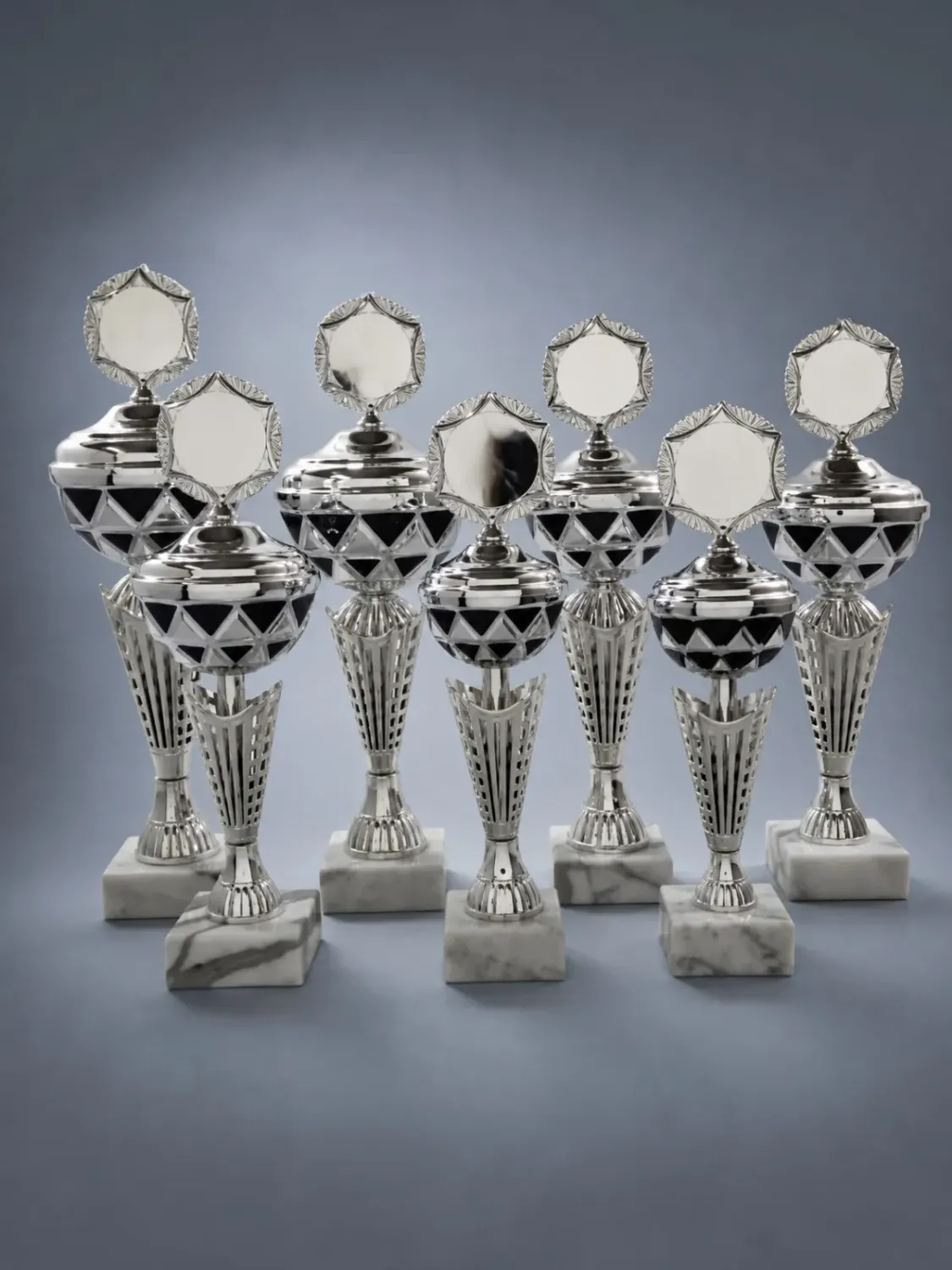 Pokal „Gletscherkönig“ 7er Serie inkl. Deckel & Kranz ab € 16,00 Große Pokalserie Gletscherkönig mit Deckel, Emblemhalter und Marmorsockel in sieben Größen