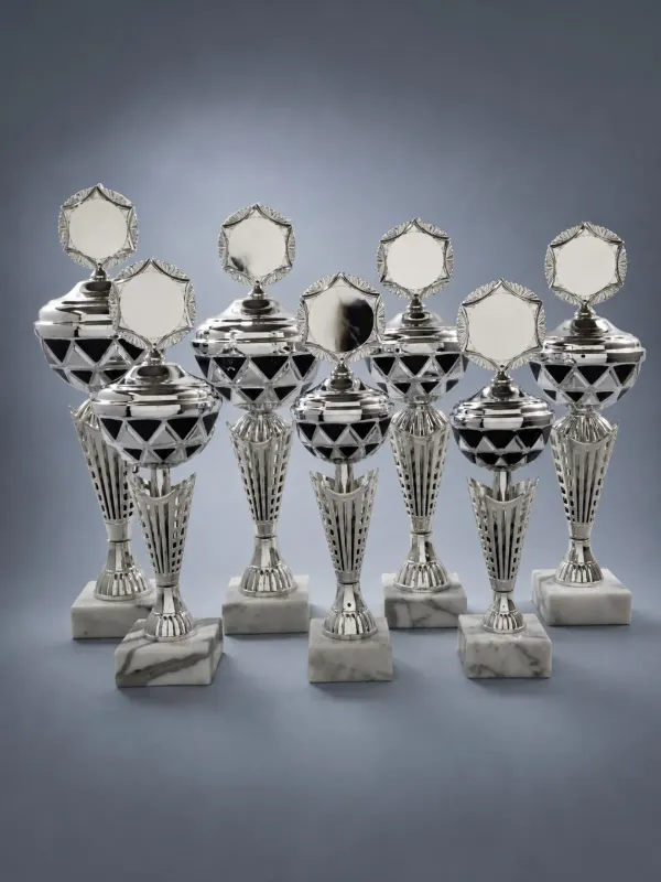 Pokal „Gletscherkönig“ 7er Serie inkl. Deckel & Kranz ab € 16,00 Große Pokalserie Gletscherkönig mit Deckel, Emblemhalter und Marmorsockel in sieben Größen