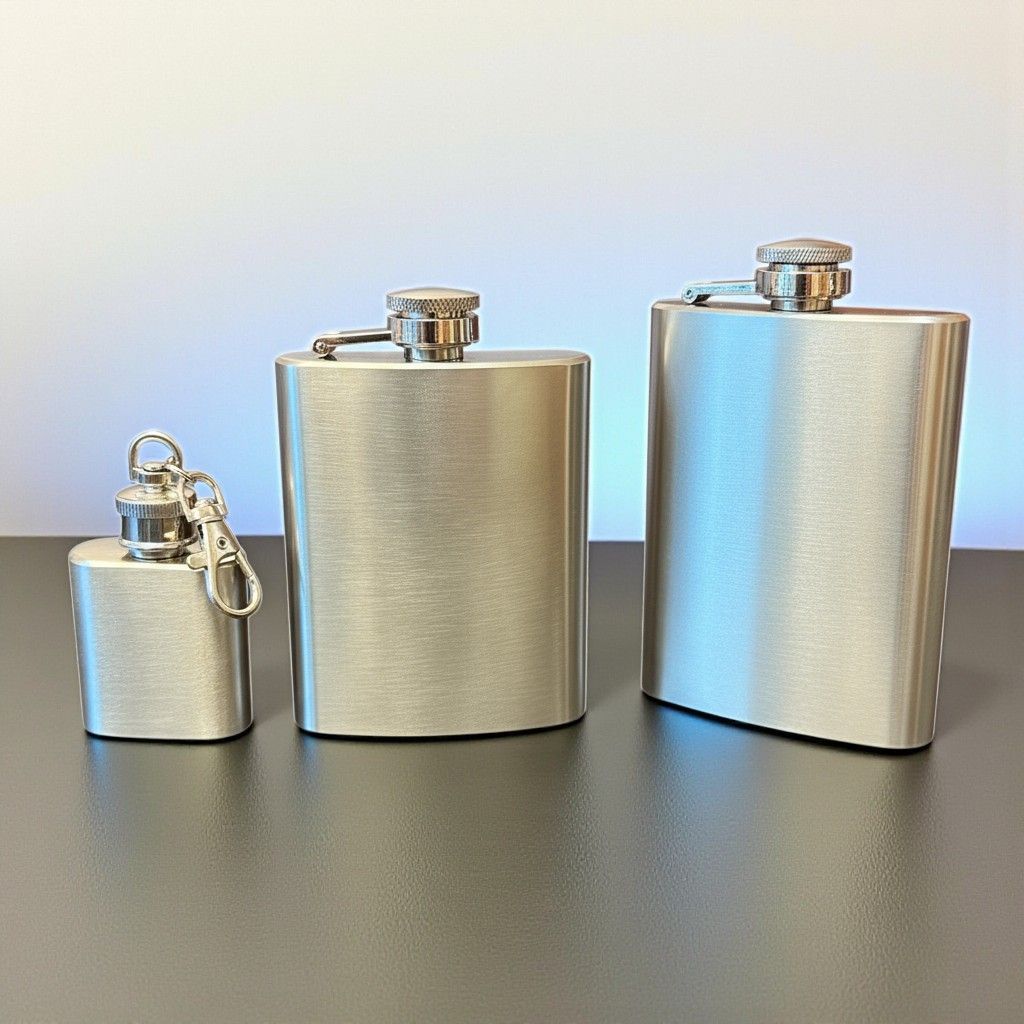 Edelstahl Flachmänner in kompakten Größen mit Laserbeschriftung