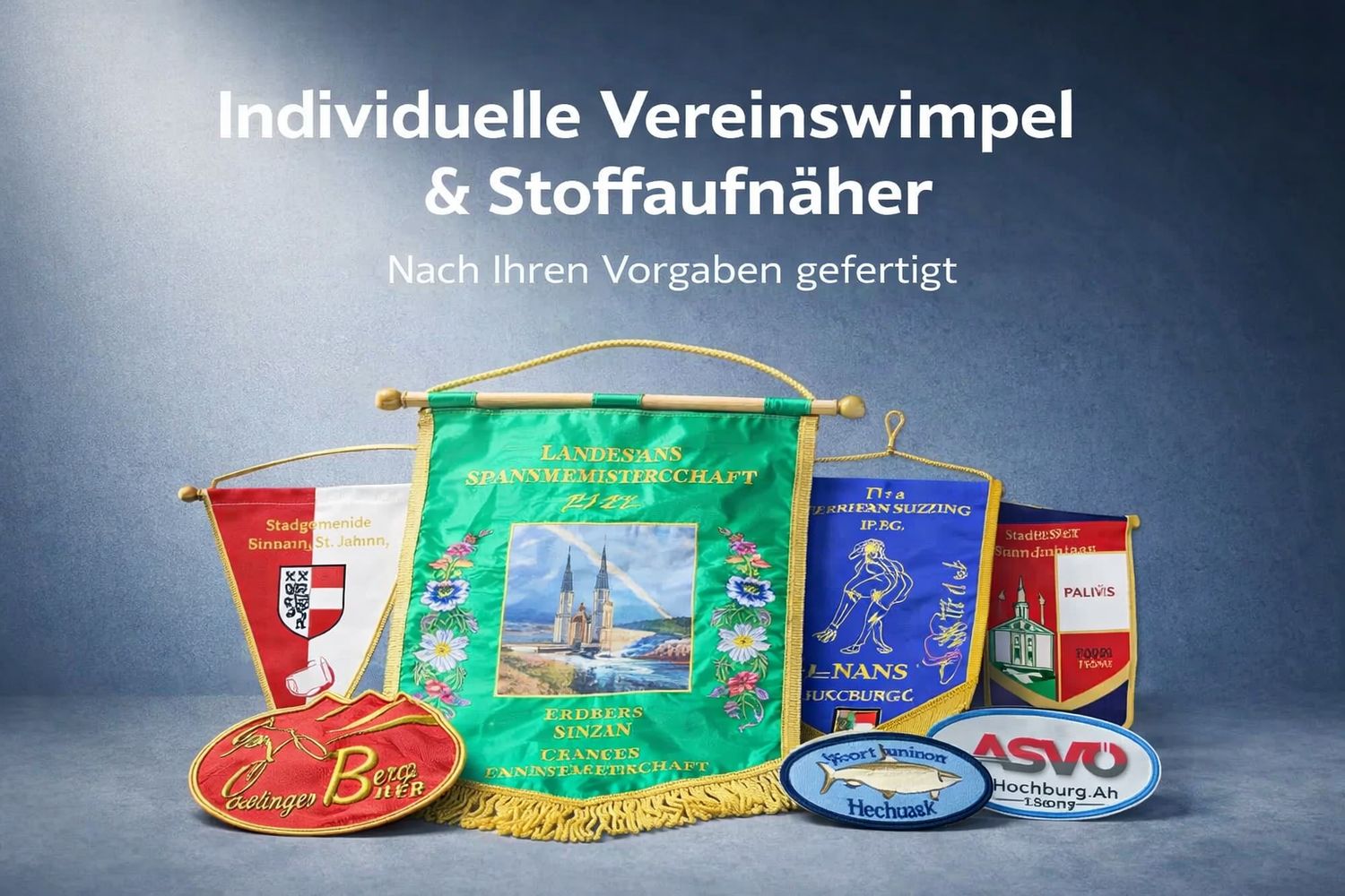 Individuelle Vereinswimpel und Stoffaufnäher nach Wunsch gefertigt