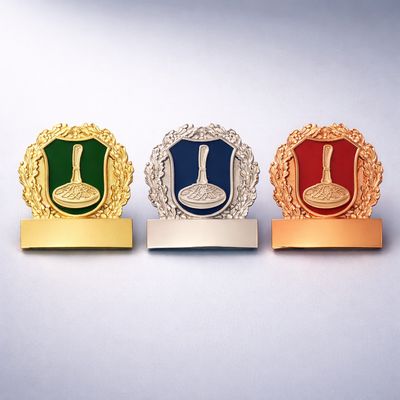 Ansteckpin Eis,-Stocksport – mit Clipverschluss, ab € 5,00 Ansteckpin Eis,-stock mit Clipverschluss Gold Silber Bronze