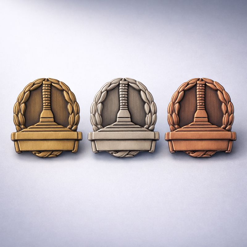 Ansteckpin Eisstock groß Gold Silber Bronze mit Clipverschluss