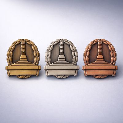 Ansteckpin Eisstock groß Gold Silber Bronze mit Clipverschluss