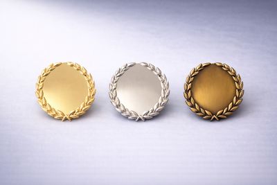 Ansteckpin Lorbeerkranz 33 mm in Gold Silber Bronze mit Clipverschluss

SEO-Titel: